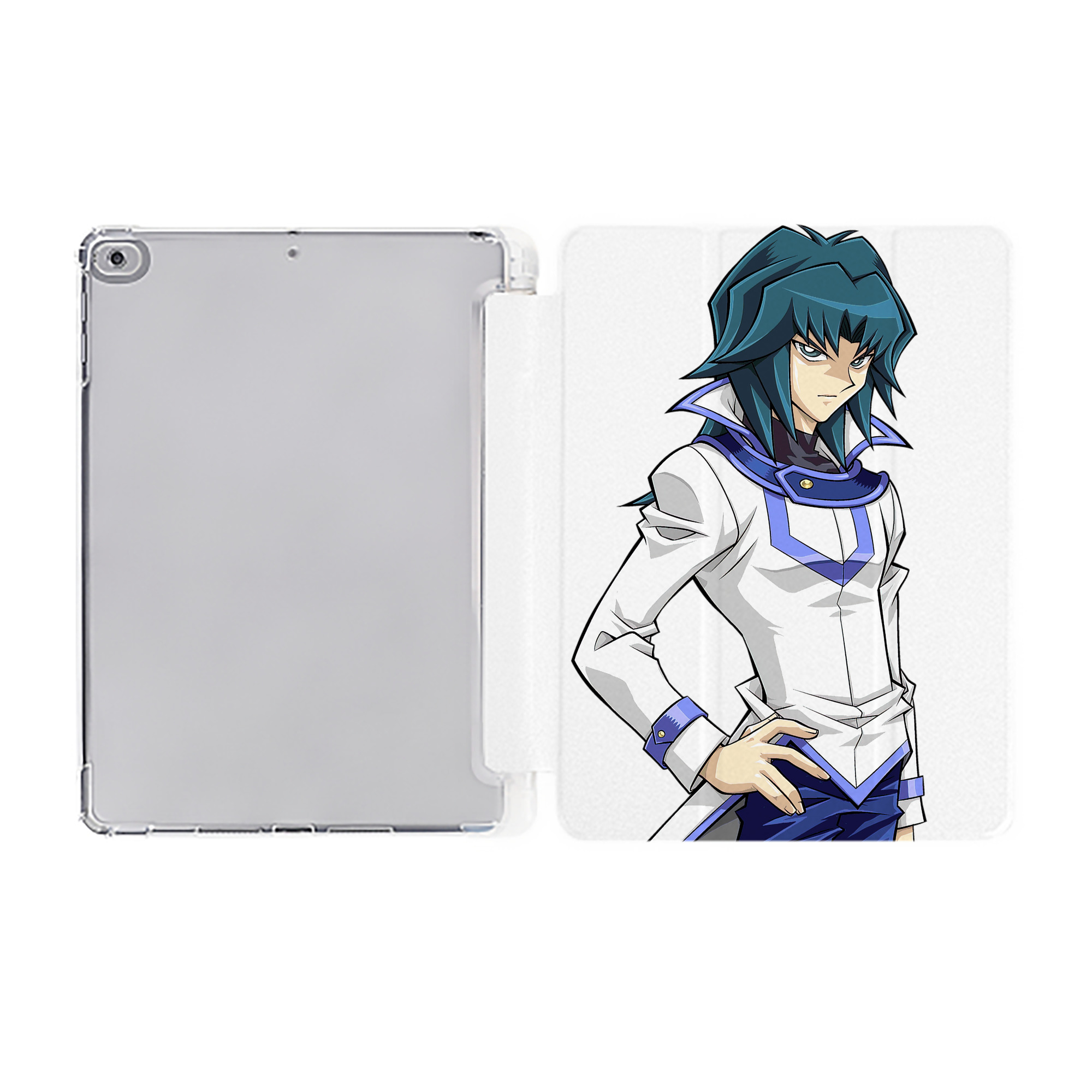 （画像用） 遊☆戯☆王 Yu-Gi-Oh! IPad ケース ペン収納付き 三つ折りスタンド PUレザー×シリコン 対応機種9.5/10.5/10.9インチ